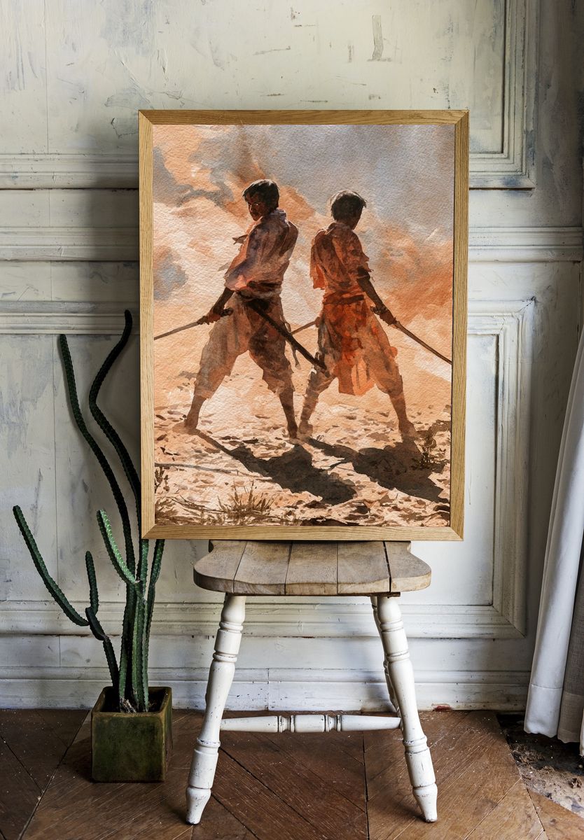 Desert Duel Watercolor Print. — room view 1