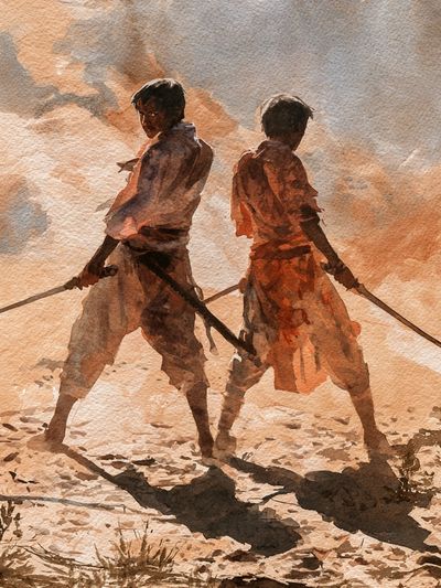 Desert Duel Watercolor Print. poster
