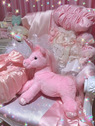 Pink Unicorn Plush Aesthetic Poster. poster