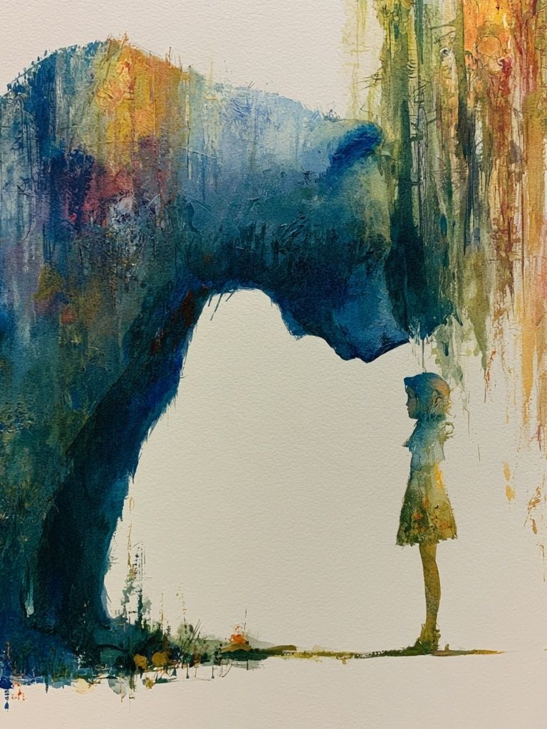 Dreamlike Encounter Watercolor Print. poster — illustration art