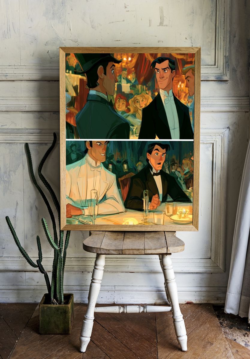Elegant Dinner Scene Illustration Poster. room preview