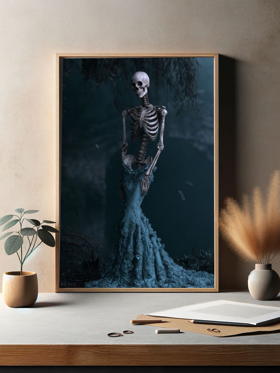 Skeleton in Blue Gown Poster. — room view 2