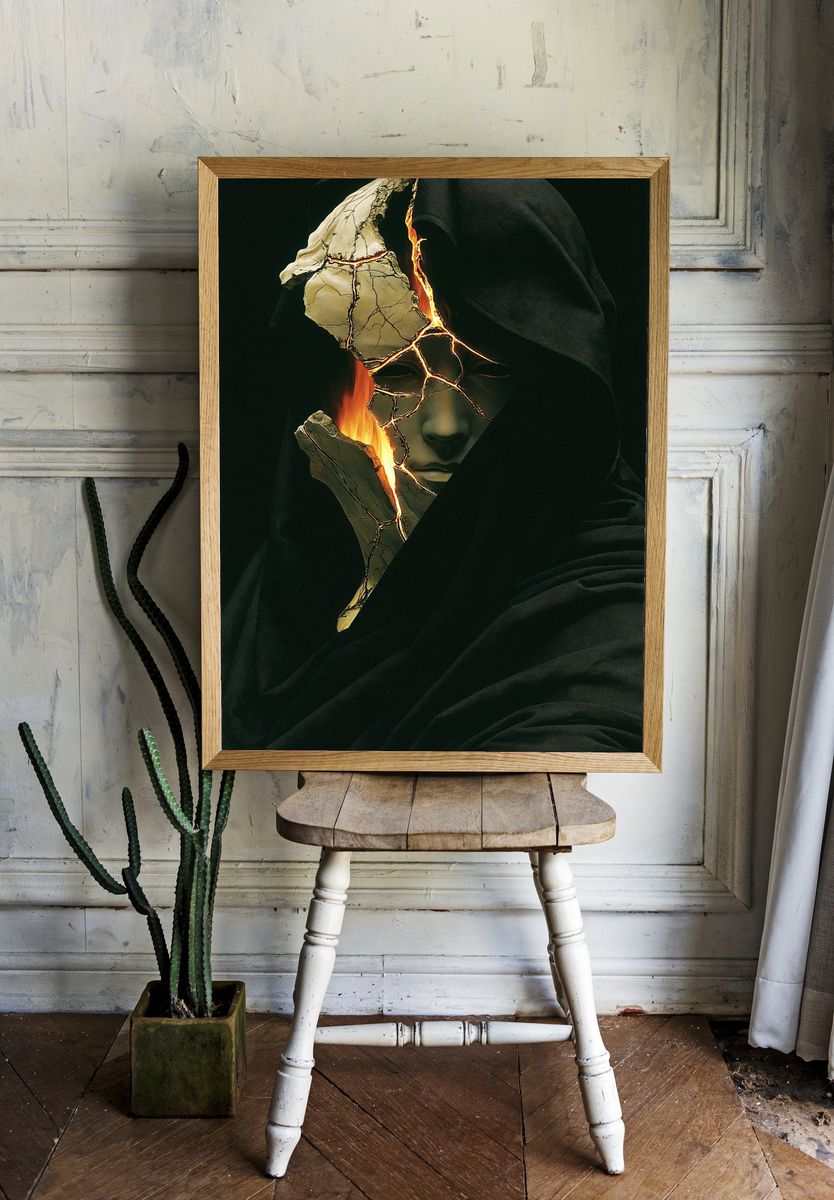 Cracked Mask Surrealism Poster. — room view 1