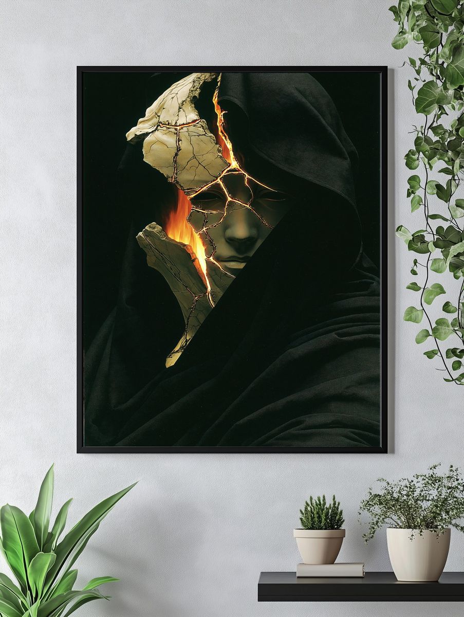 Cracked Mask Surrealism Poster. — room view 4