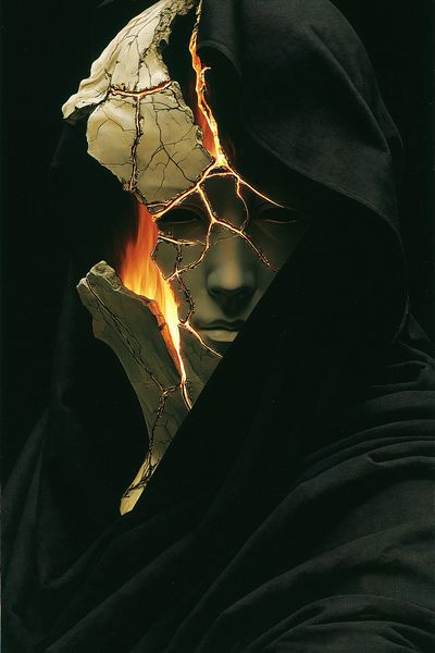 Cracked Mask Surrealism Poster.