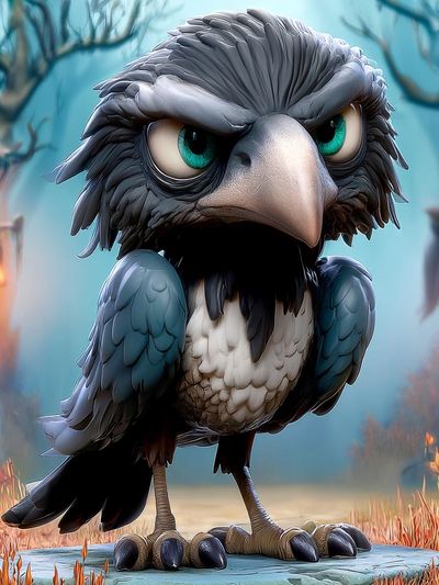 Angry Raven Fantasy Illustration Poster.