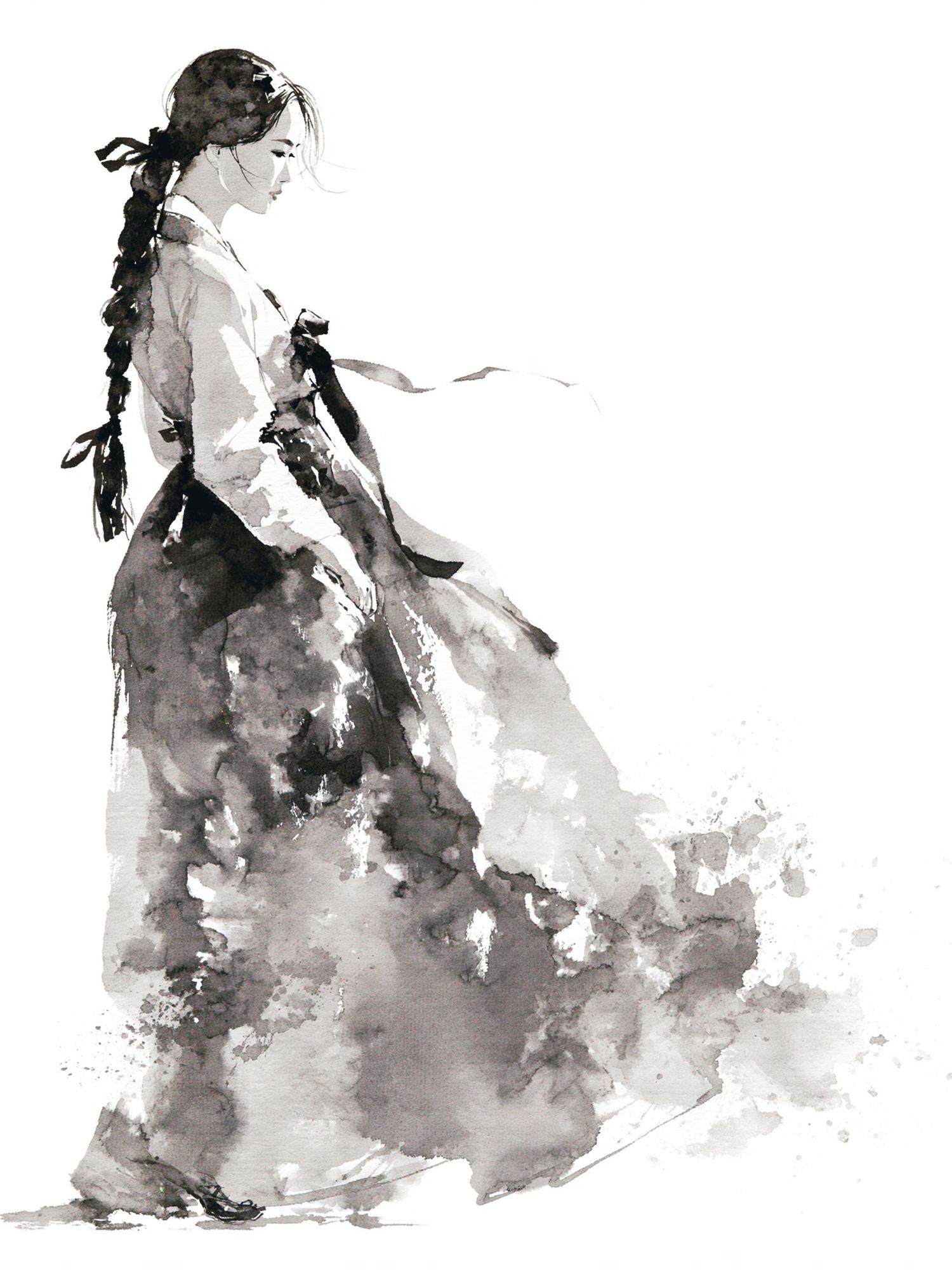 Watercolor Woman in Gown Print. poster — illustration art