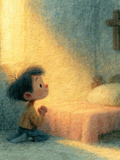 Praying Child Illustration Poster. poster