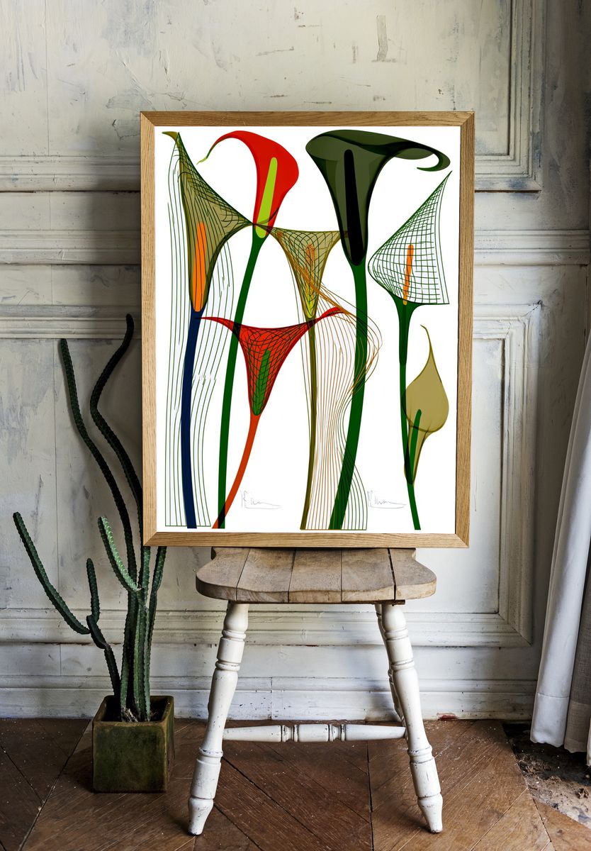 Abstract Floral Line Art Poster. — room view 1