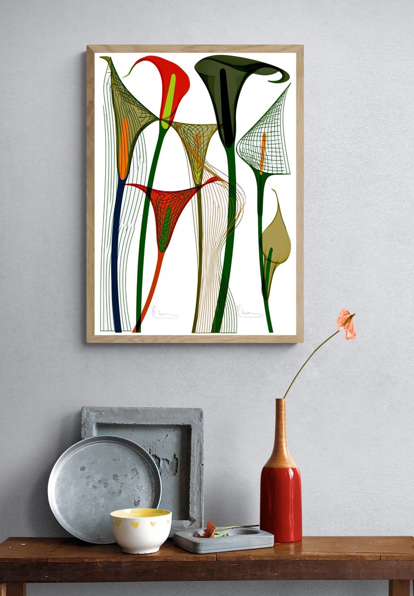 Abstract Floral Line Art Poster. — room view 3
