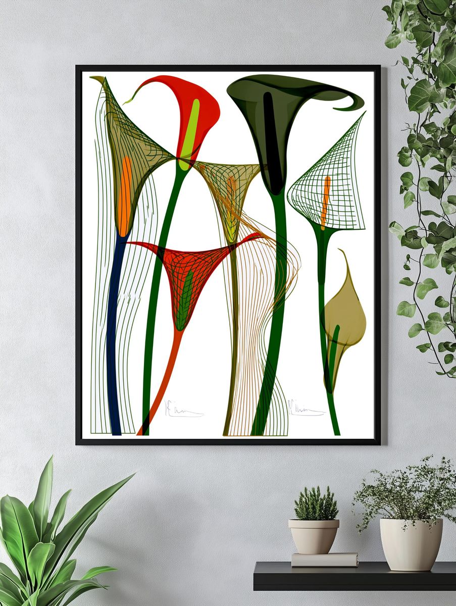 Abstract Floral Line Art Poster. — room view 4