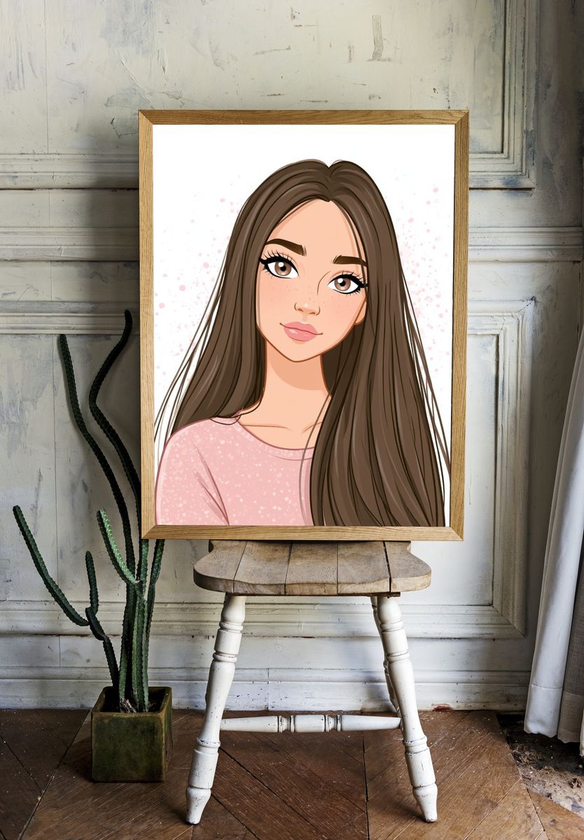 Soft Glam Girl Portrait Print. — room view 1