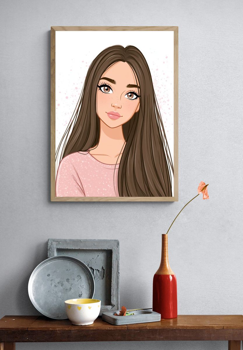 Soft Glam Girl Portrait Print. — room view 3