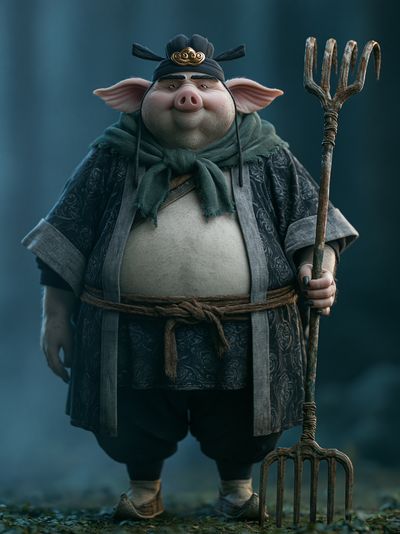 Pig Farmer Fantasy Illustration Poster.