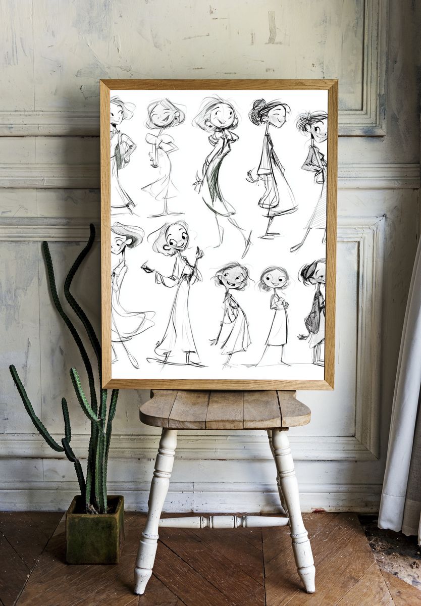 Fashion Figure Sketches Illustration Poster. room preview