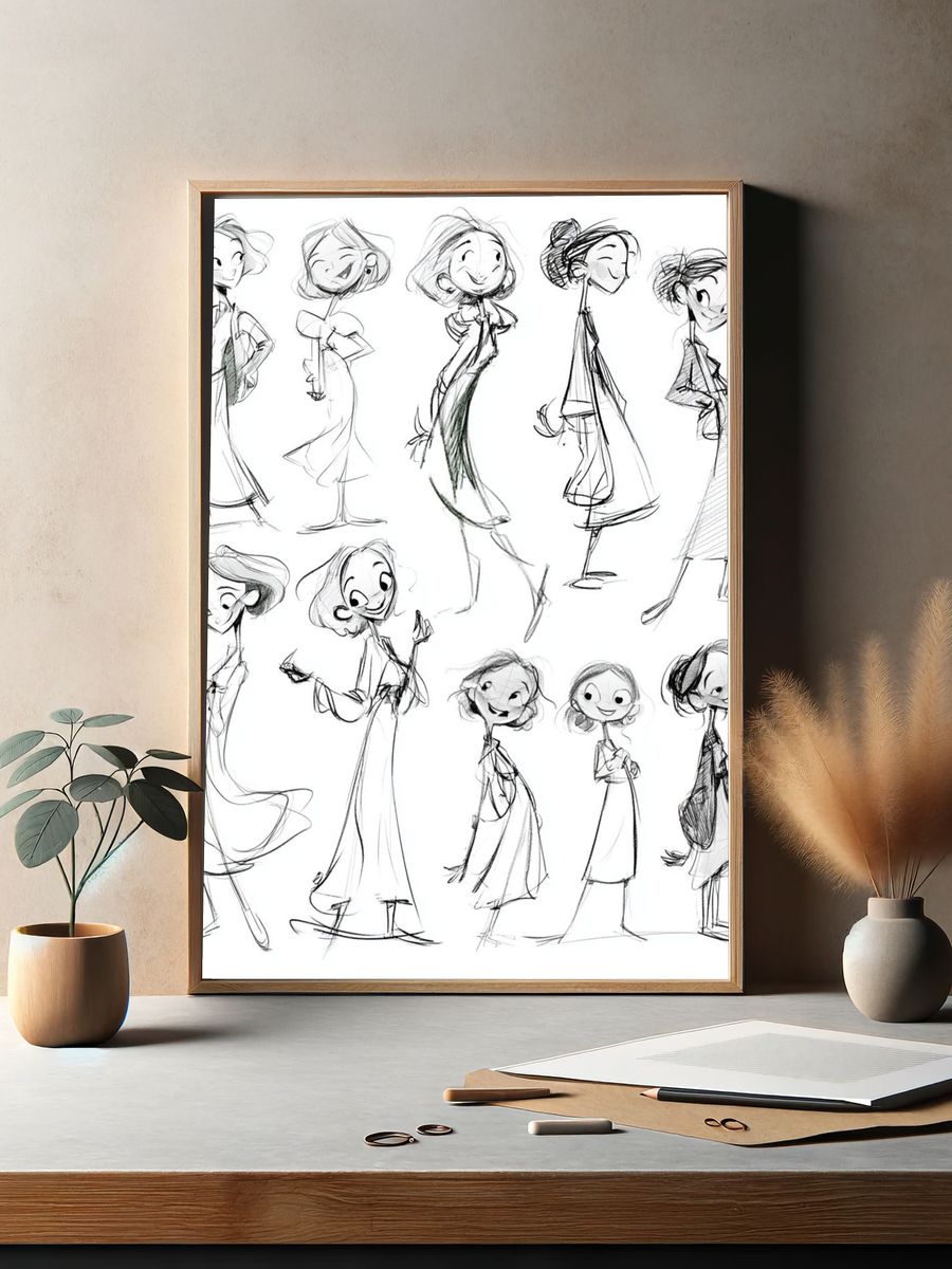 Fashion Figure Sketches Illustration Poster. — room view 2