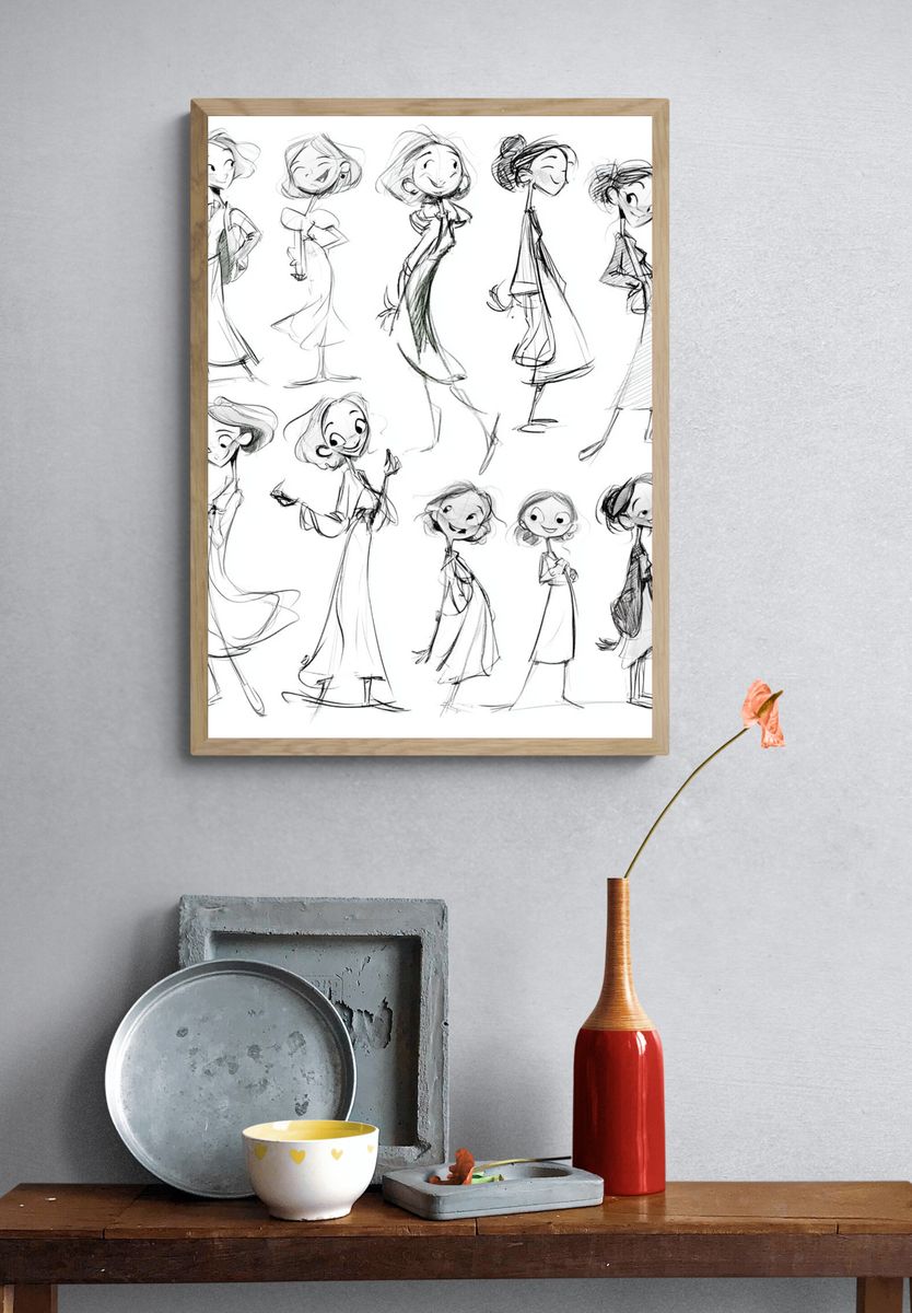 Fashion Figure Sketches Illustration Poster. — room view 3