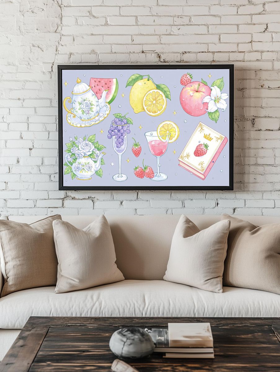 Pastel Fruit Tea Illustration Poster. room preview
