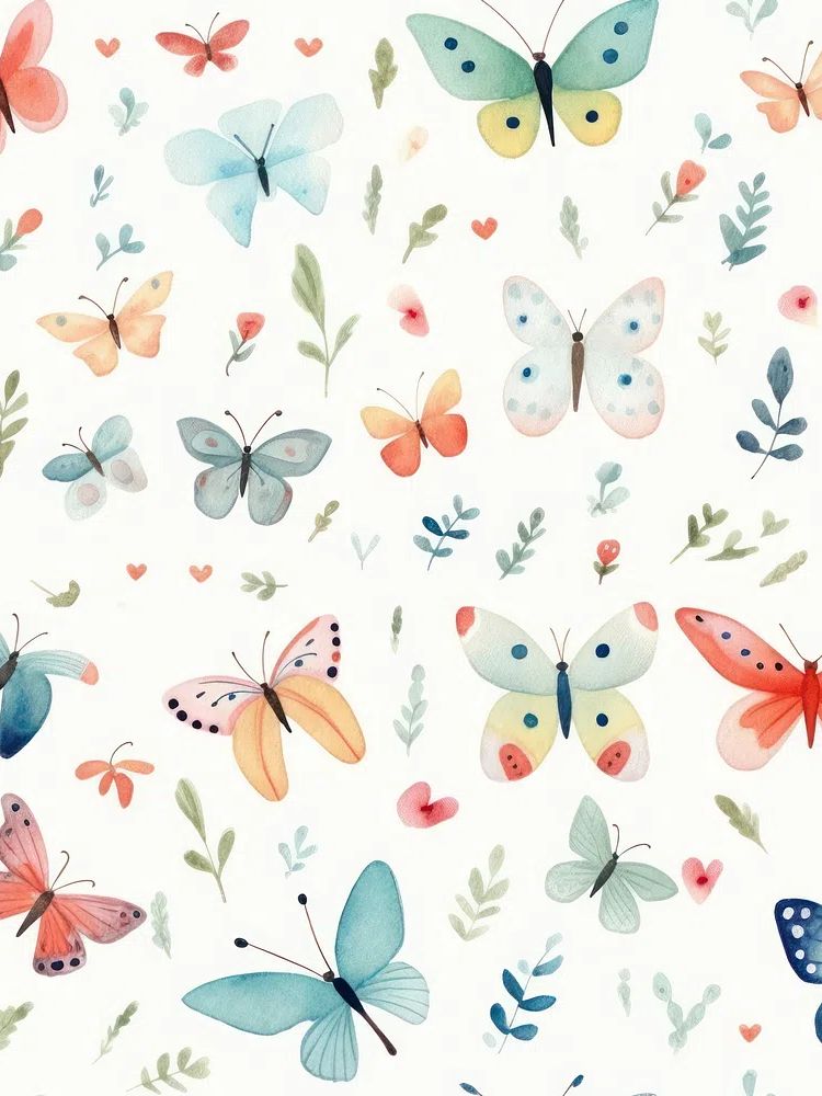 Watercolor Butterflies Pattern Print. poster — illustration art