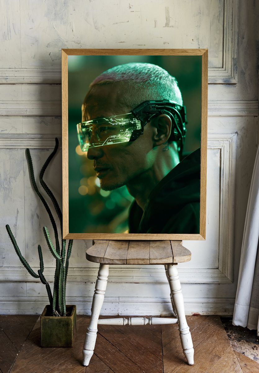 Cyberpunk Visor Portrait Print. — room view 1