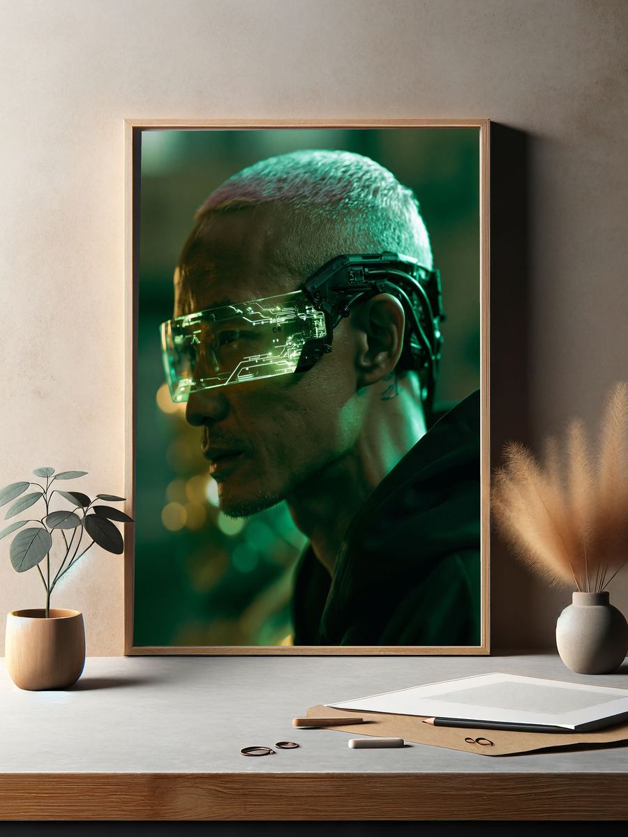Cyberpunk Visor Portrait Print. — room view 2