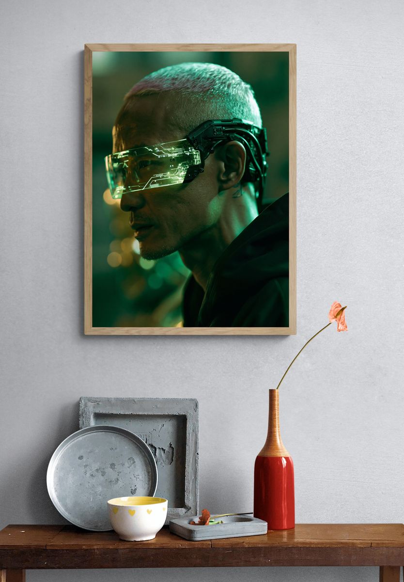Cyberpunk Visor Portrait Print. — room view 3