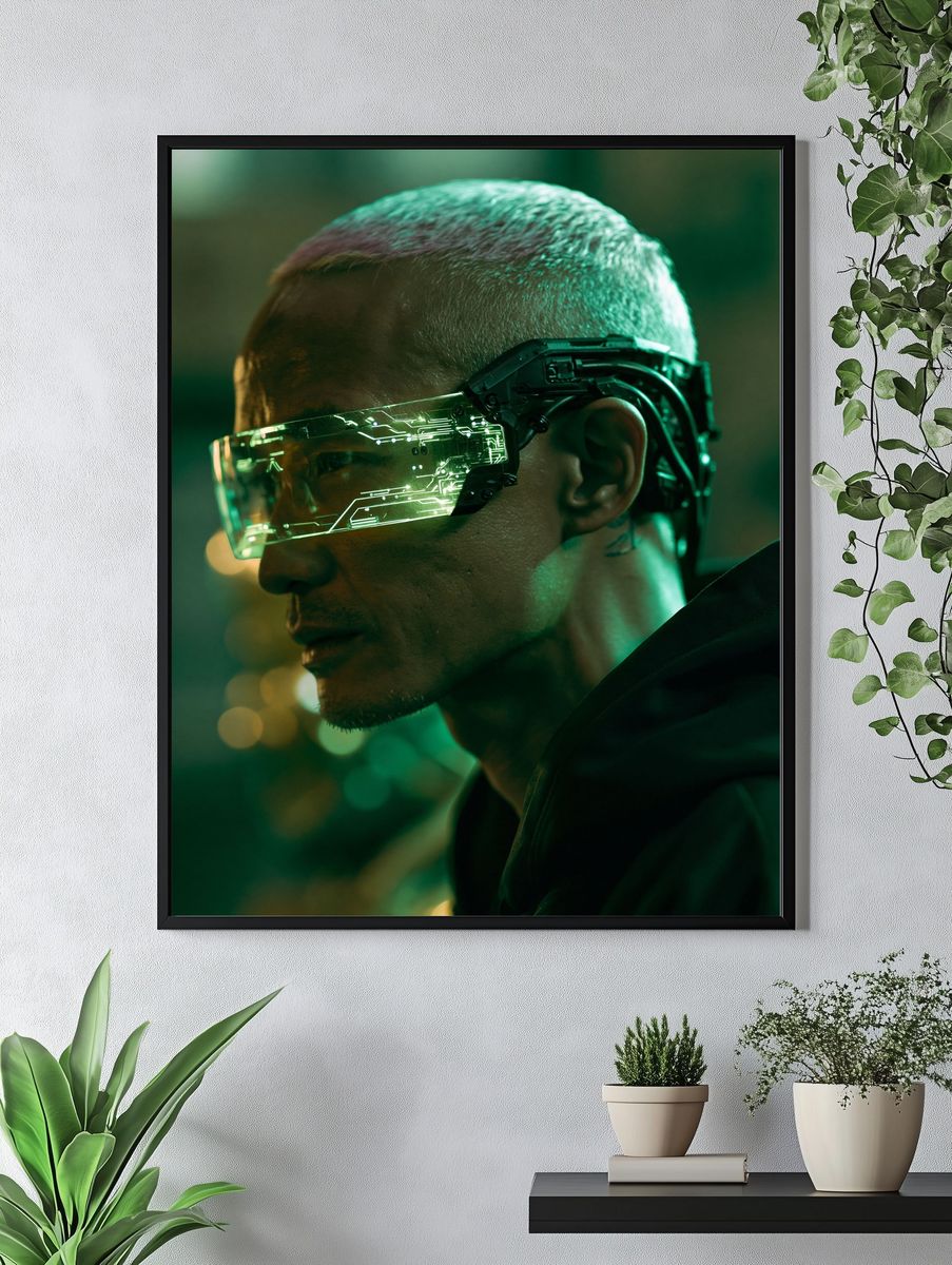 Cyberpunk Visor Portrait Print. — room view 4