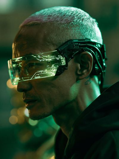 Cyberpunk Visor Portrait Print.