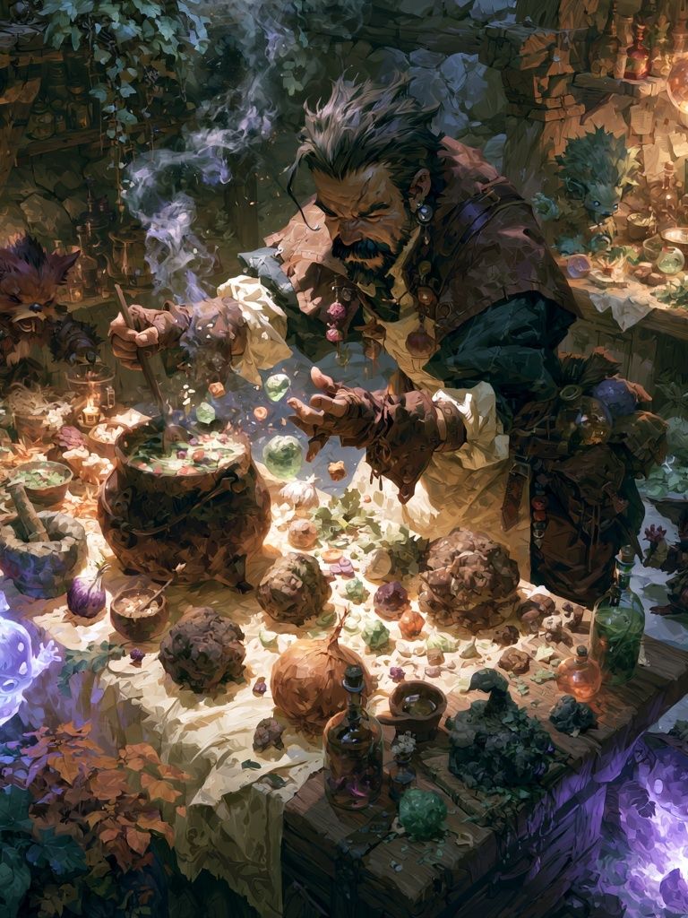 Fantasy Alchemist Workshop Poster. poster detail