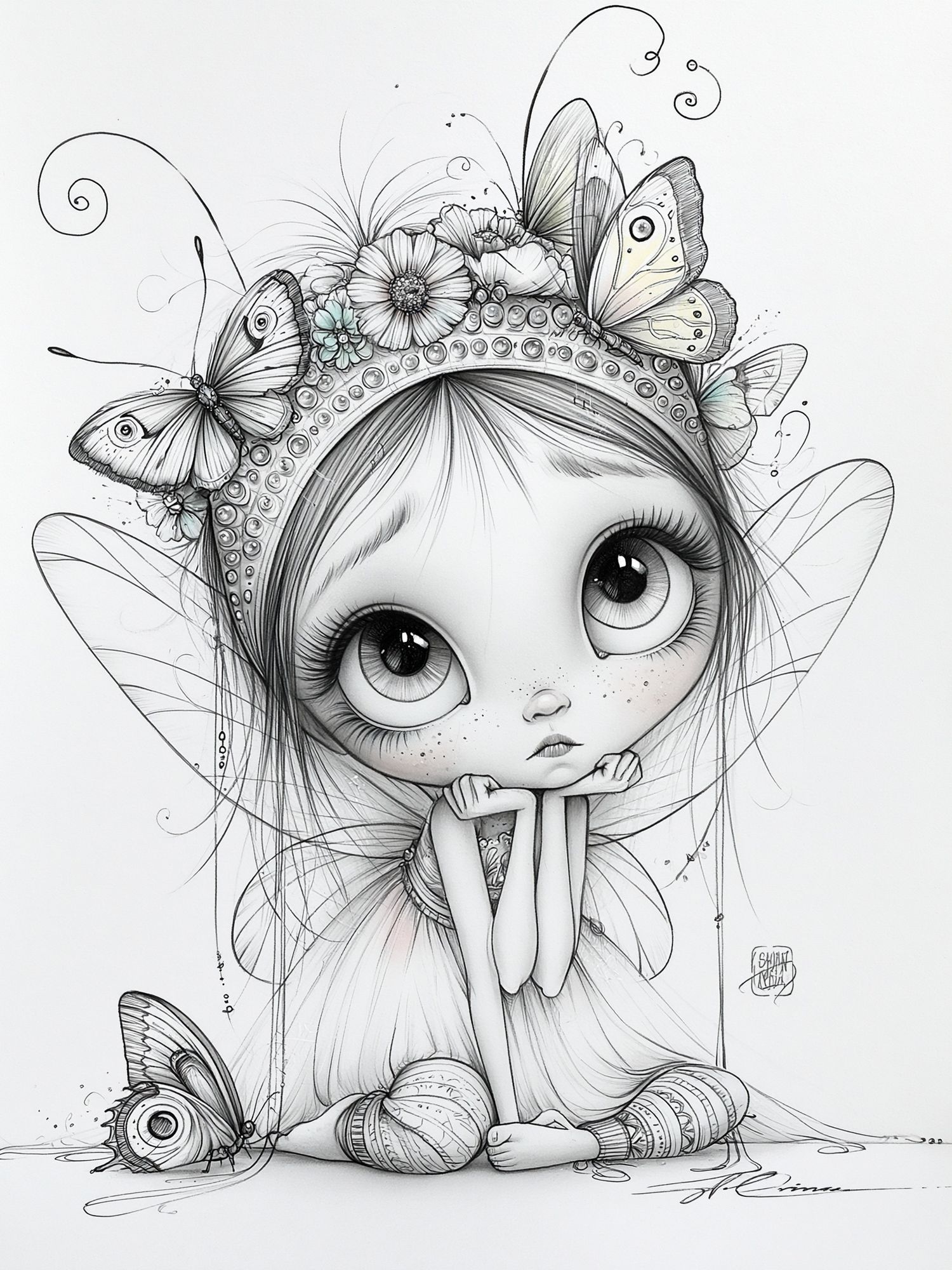 Butterfly Fairy Girl Illustration Poster. poster — illustration art