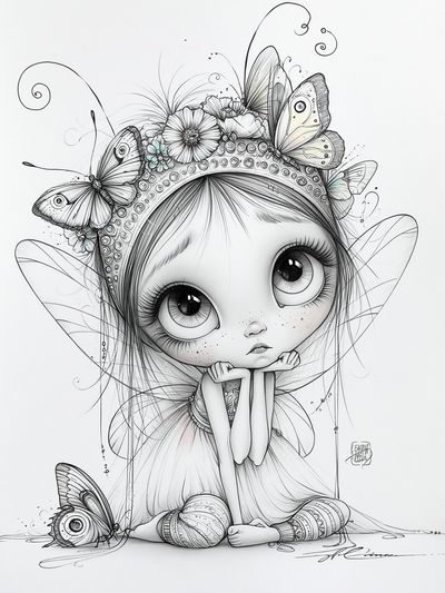 Butterfly Fairy Girl Illustration Poster. poster
