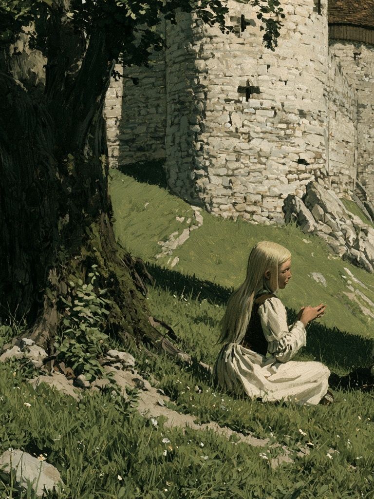 Medieval Castle Meadow Illustration Poster. poster — illustration art