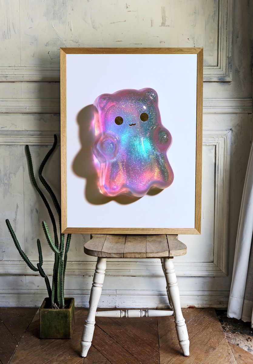 Kawaii Glitter Bear Poster. room preview