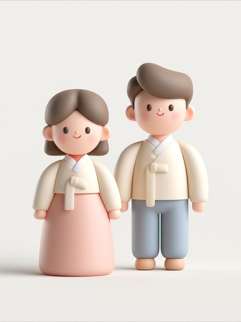 Korean Couple Figurine Illustration Print. poster — illustration art
