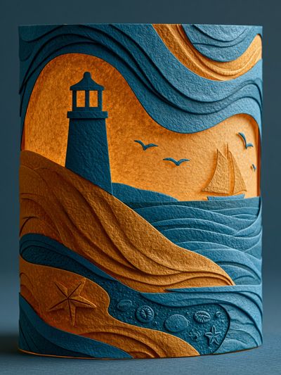 Lighthouse Seascape Illustration Poster.