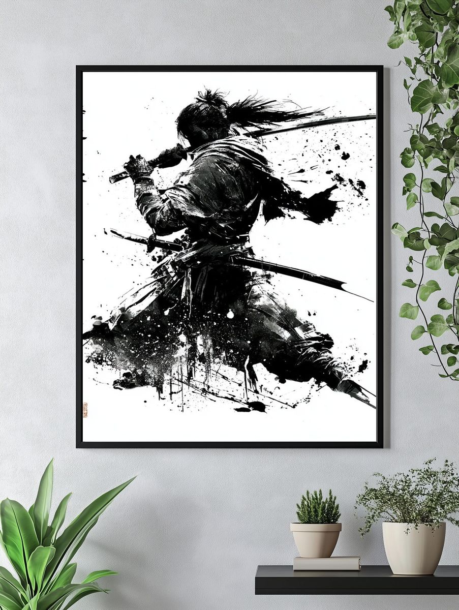 Samurai Ink Wash Poster. — room view 4