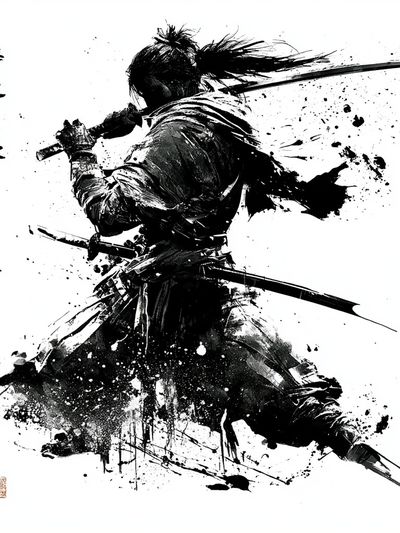 Samurai Ink Wash Poster.