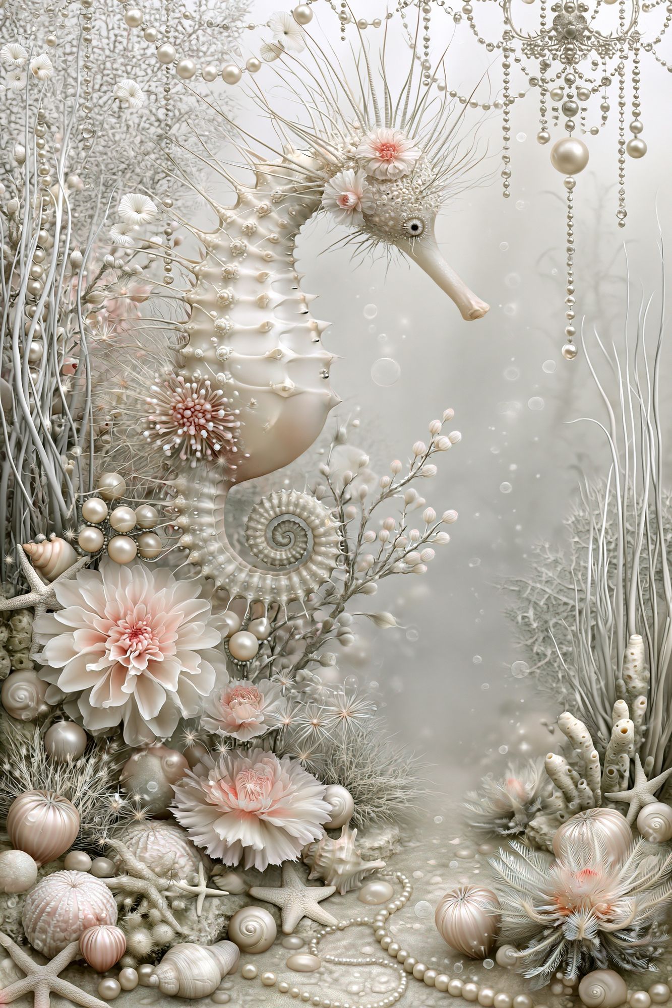 Pearl Seahorse Fantasy Print. poster detail