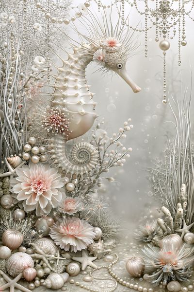 Pearl Seahorse Fantasy Print.