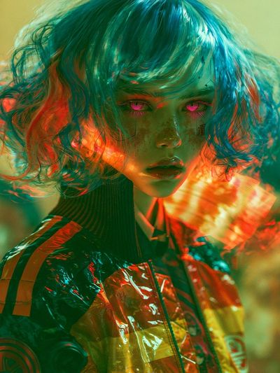 Neon Cyberpunk Portrait Poster. poster
