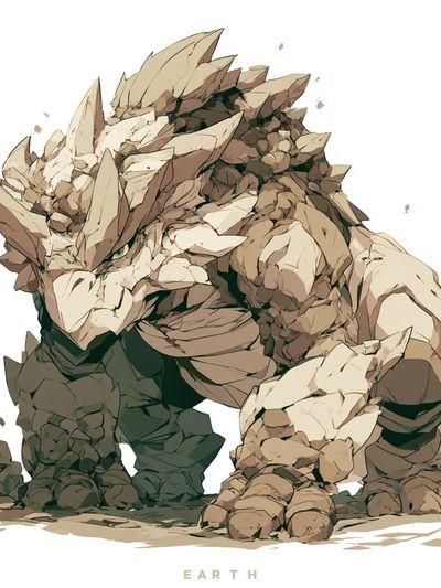 Earth Rock Golem Illustration Poster. poster