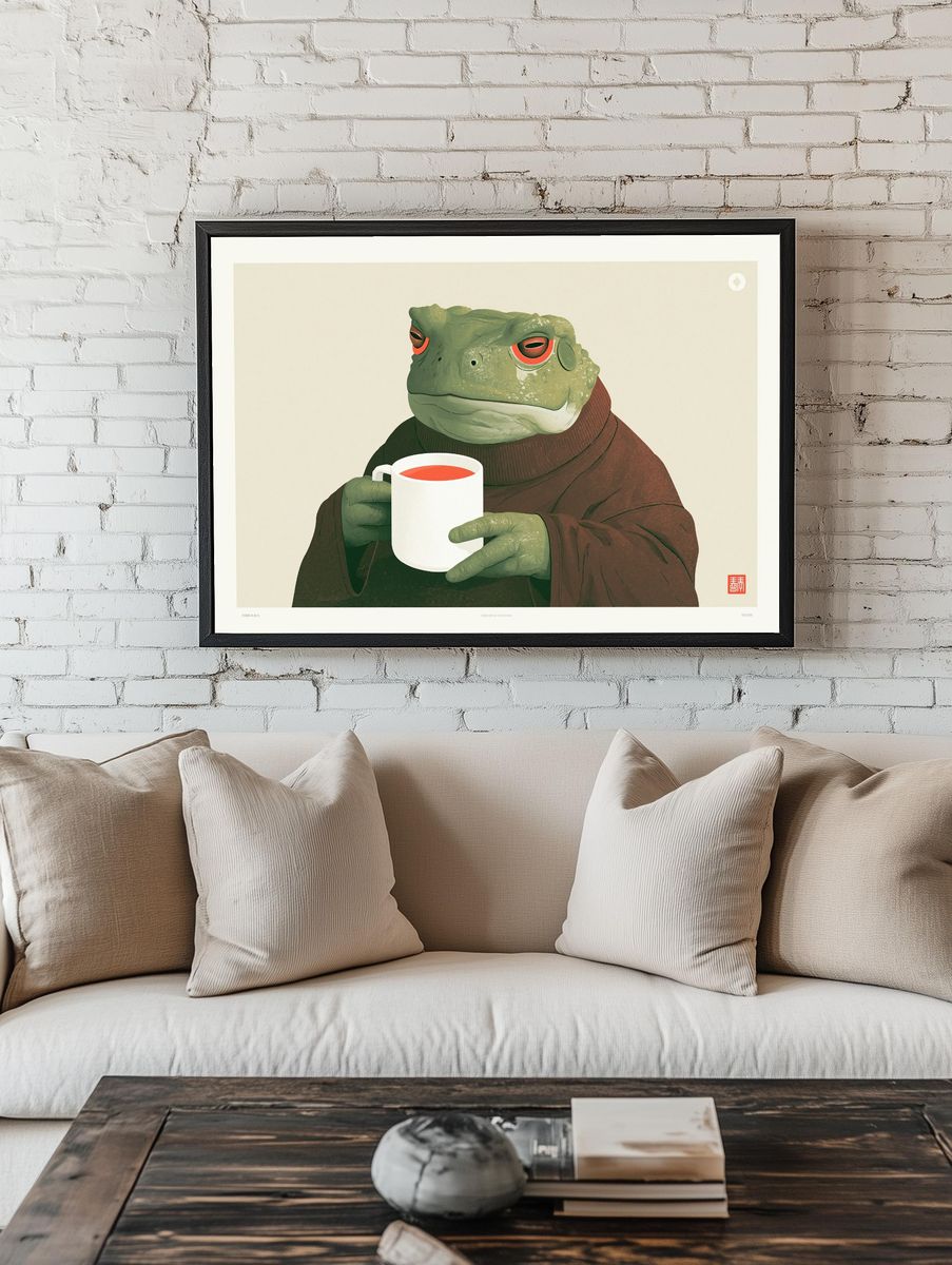Toad Tea Portrait Print. room preview