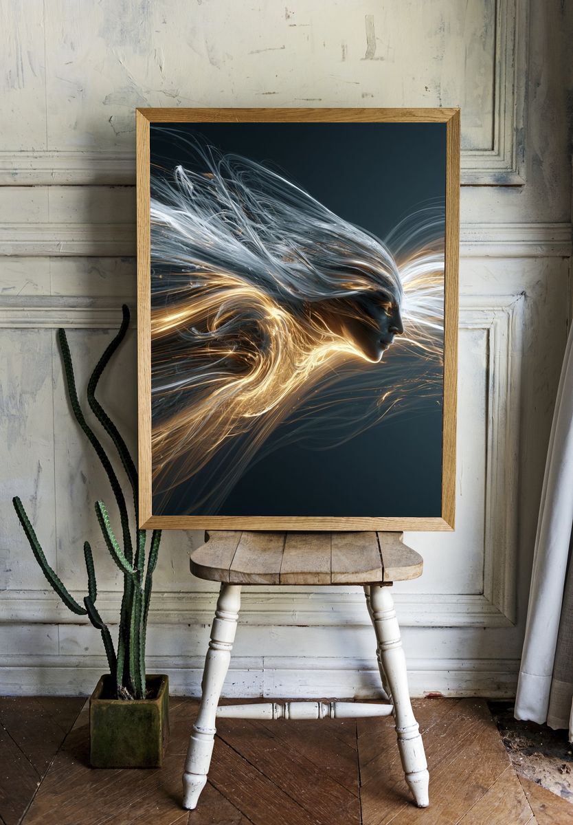 Ethereal Light Woman Illustration Poster. — room view 1
