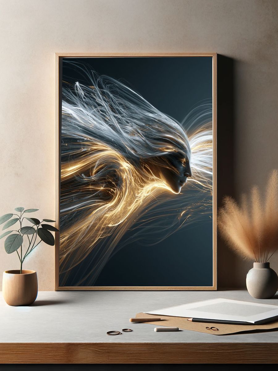 Ethereal Light Woman Illustration Poster. — room view 2