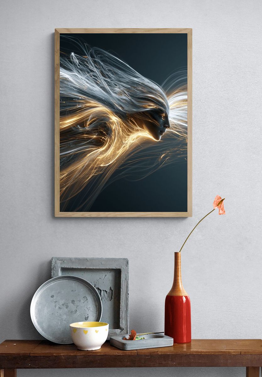 Ethereal Light Woman Illustration Poster. — room view 3