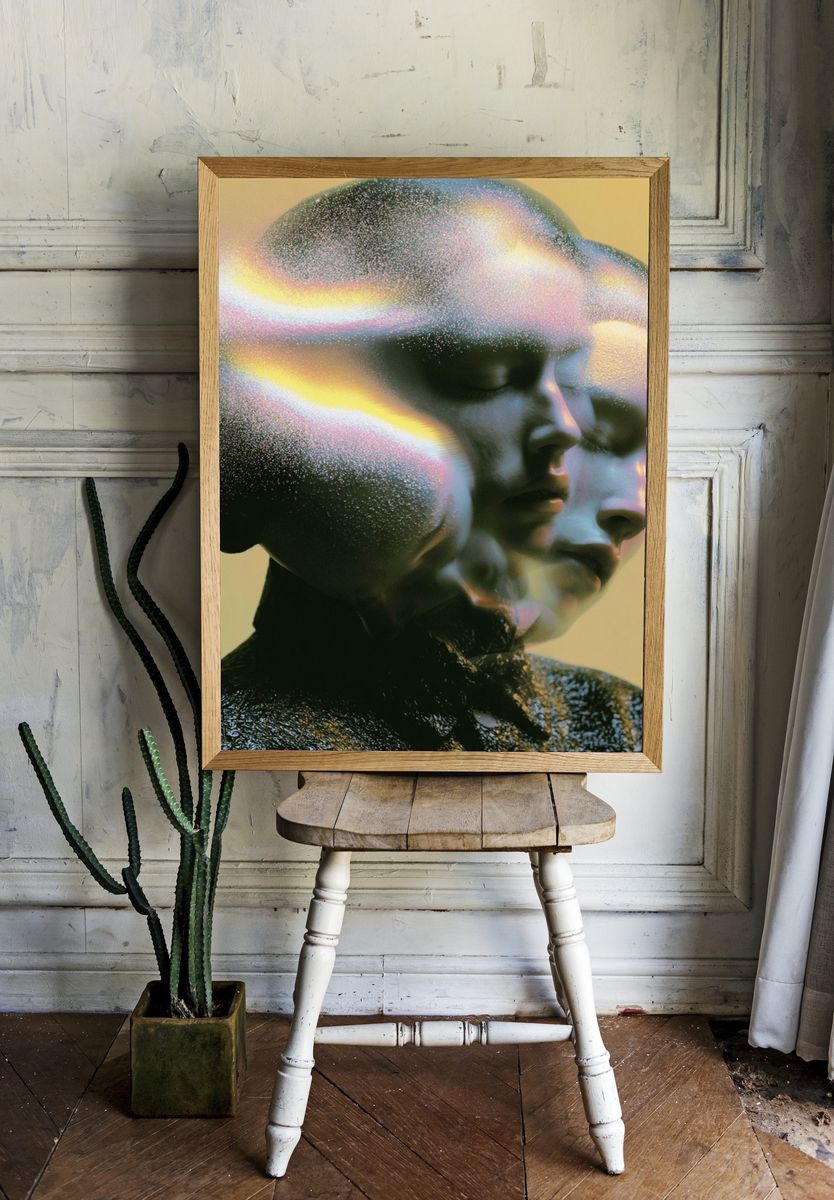 Surreal Double Face Portrait Print. — room view 1