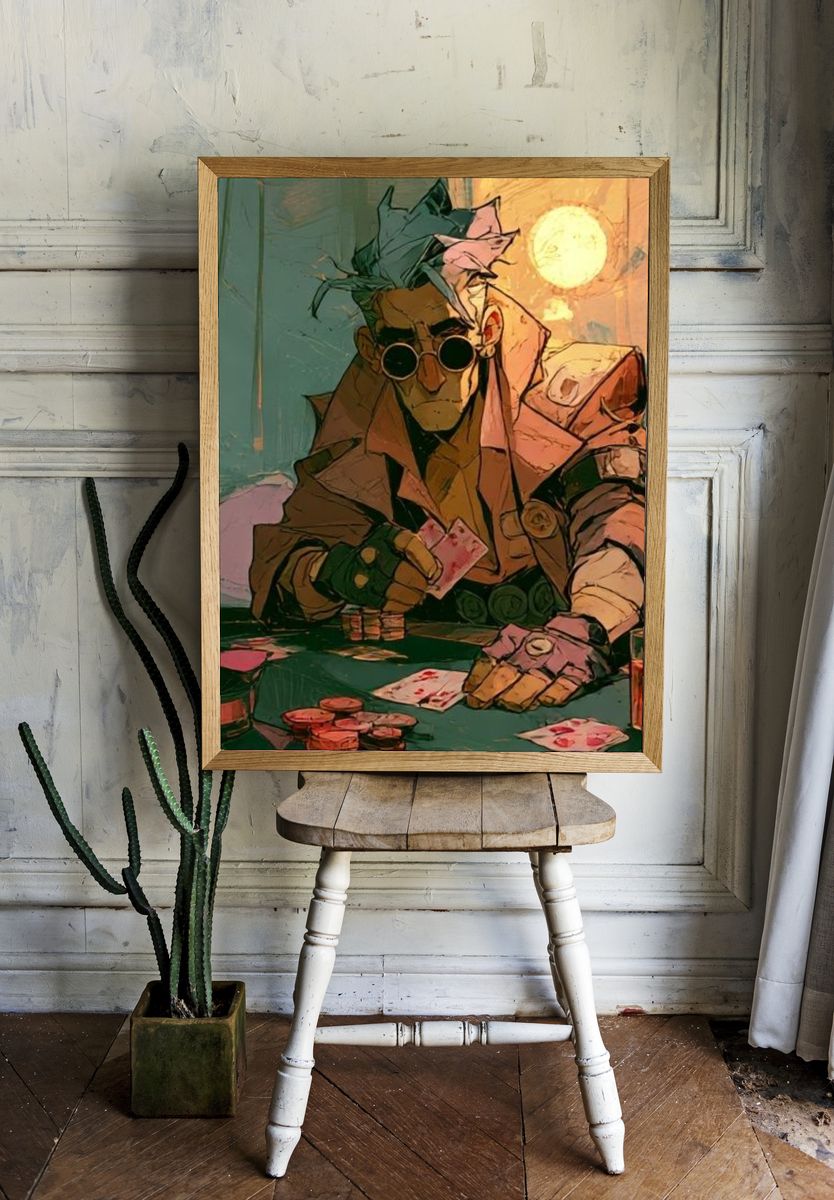 Card Shark Neon Illustration Poster. room preview