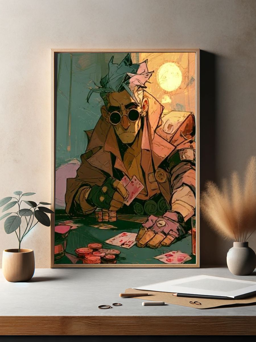 Card Shark Neon Illustration Poster. — room view 2
