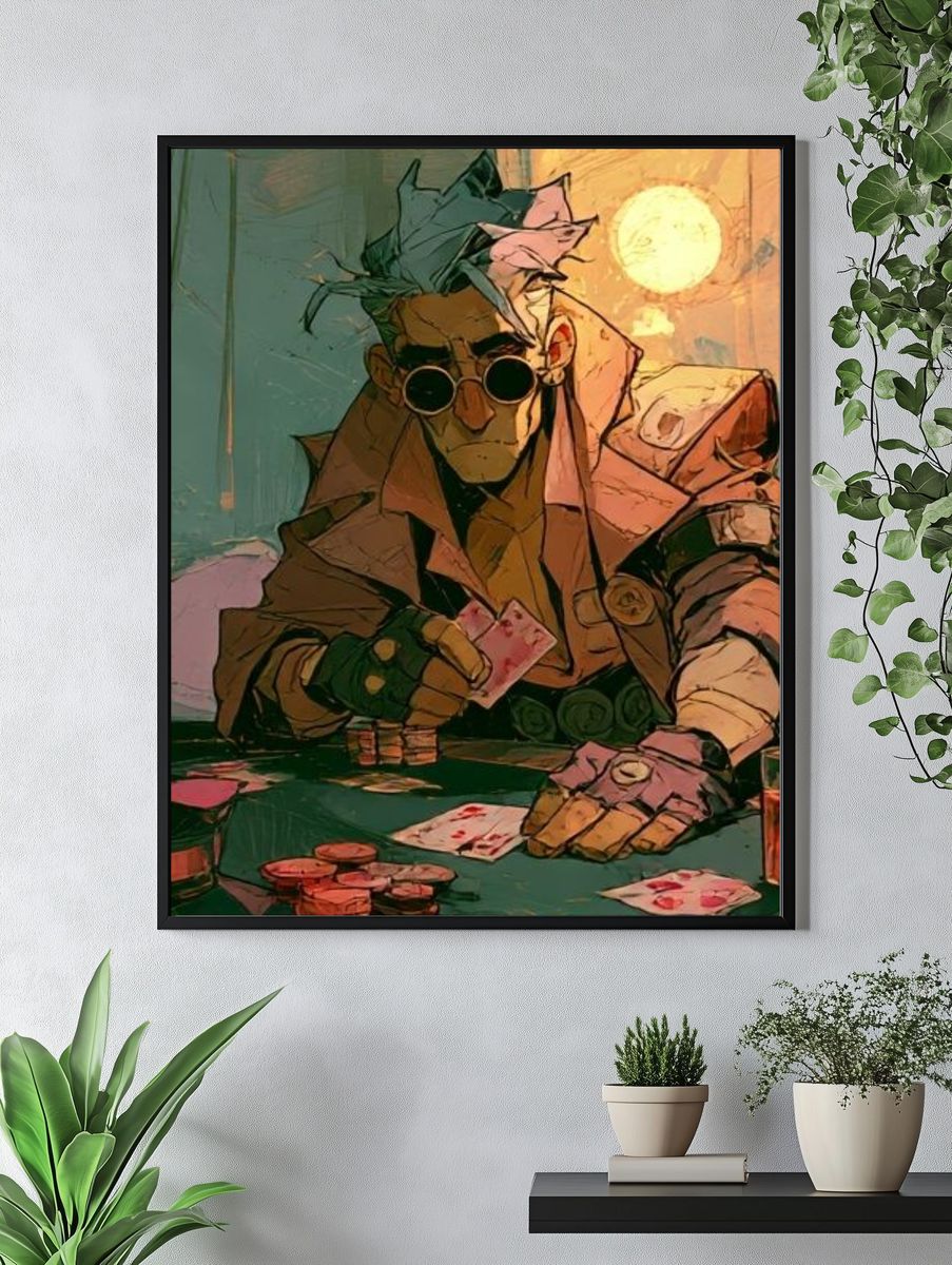 Card Shark Neon Illustration Poster. — room view 4