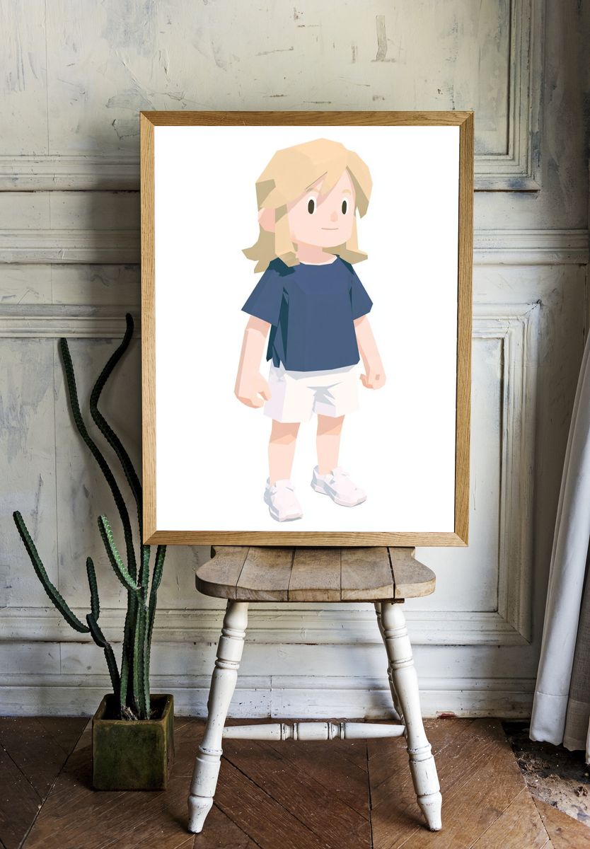Low-Poly Child Illustration Poster. — room view 1